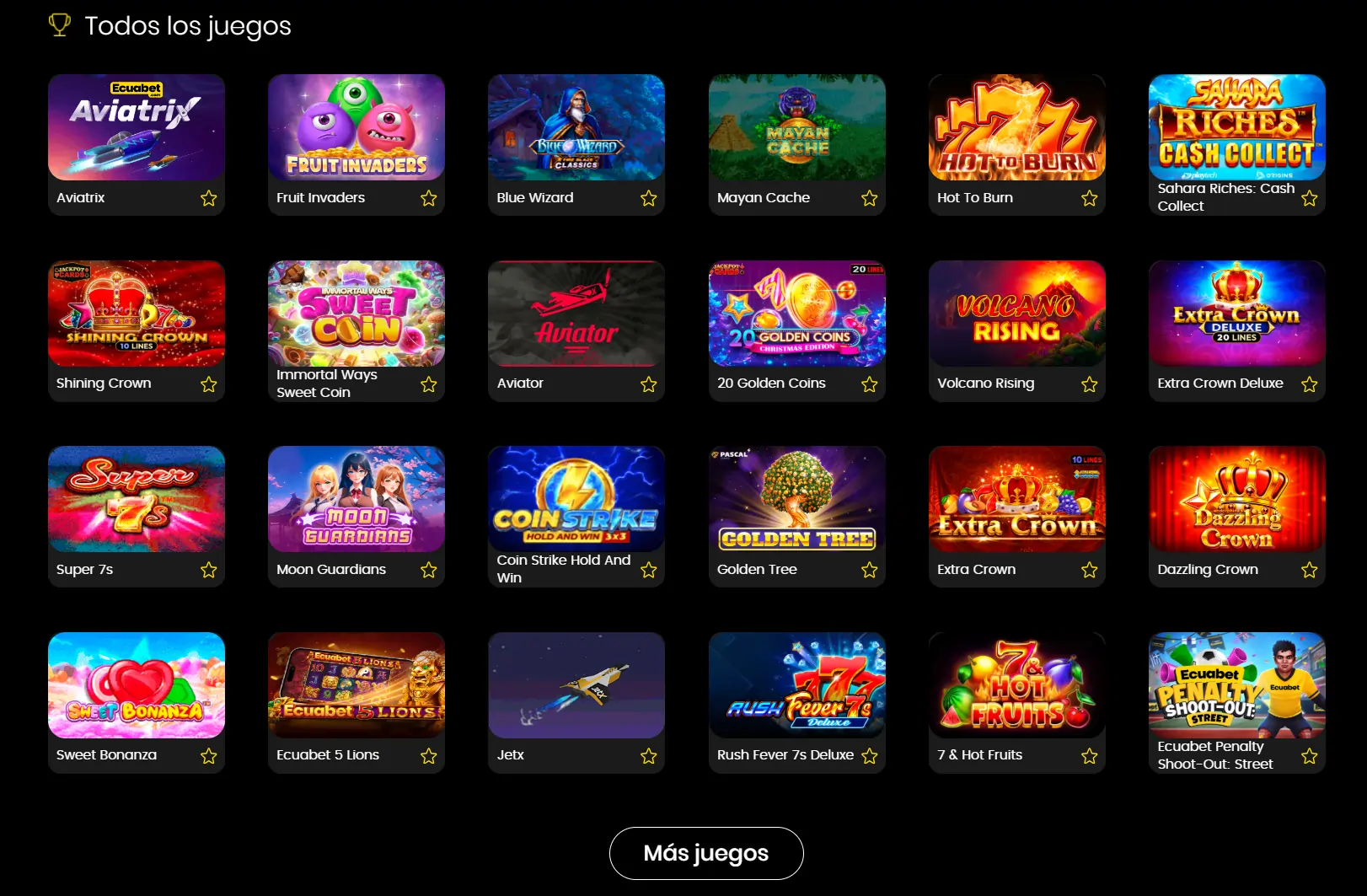 Juegos de casino en Ecuabet