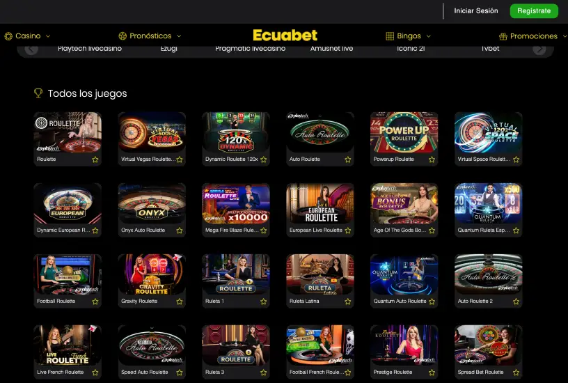 Juega a la ruleta y otros juegos con un crupier en vivo en Ecuabet Casino