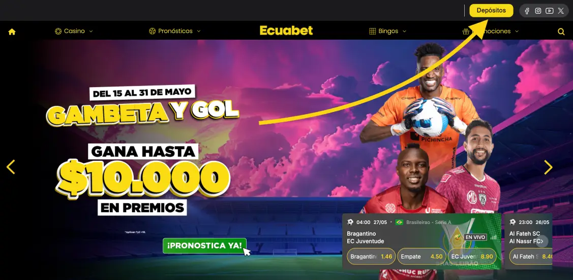 Cómo hacer un depósito en Ecuabet