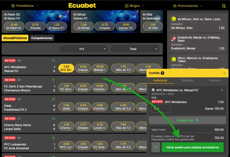 Haz una apuesta deportiva en Ecuabet